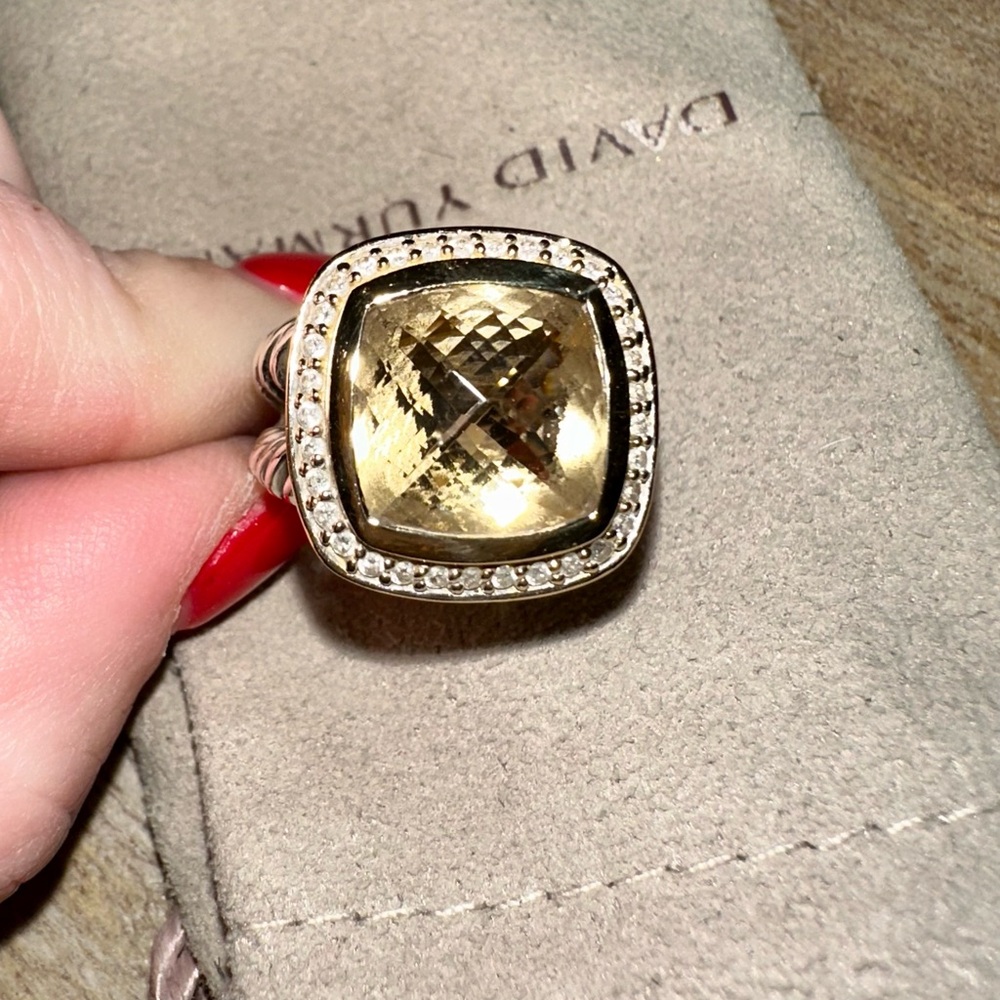 David Yurman Silver Ring with Champagne Citrine Gemstone